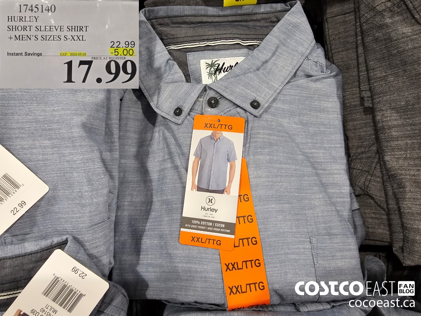 1745140 HURLEY SHORT SLEEVE SHIRT +MEN'S SIZES S-XXL ($5.00 INSTANT SAVINGS EXPIRES ON 2024-05-05) $17.99