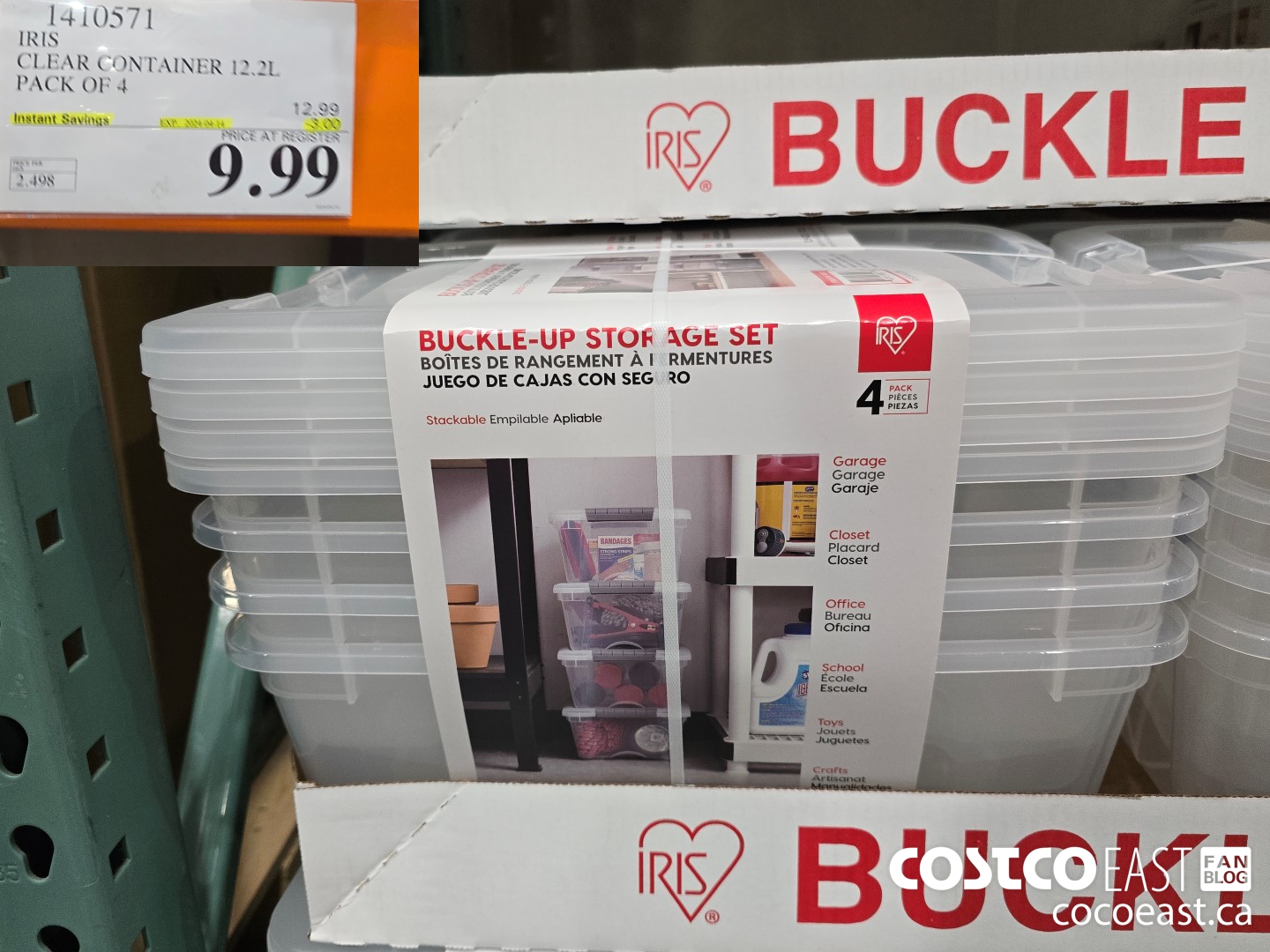 1410571 IRIS CLEAR CONTAINER 12.2L PACK OF 4 ($3.00 INSTANT SAVINGS EXPIRES ON 2024-04-14) $9.99