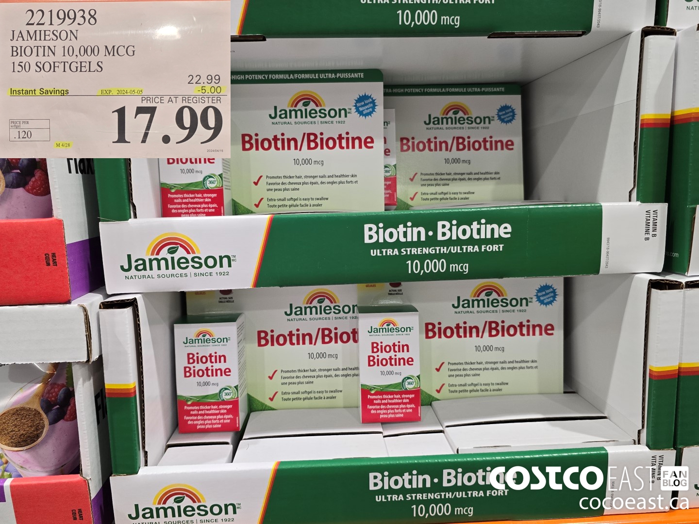 2219938 JAMIESON BIOTIN 10,000 MCG 150 SOFTGELS ($5.00 INSTANT SAVINGS EXPIRES ON 2024-05-05) $17.99