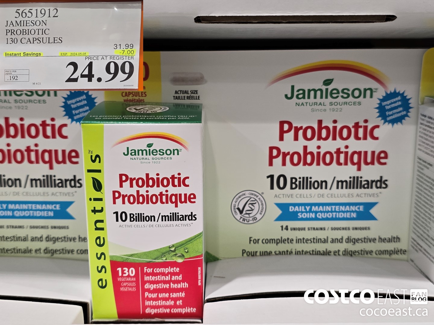 5651912 JAMIESON PROBIOTIC 130 CAPSULES ($7.00 INSTANT SAVINGS EXPIRES ON 2024-05-05) $24.99