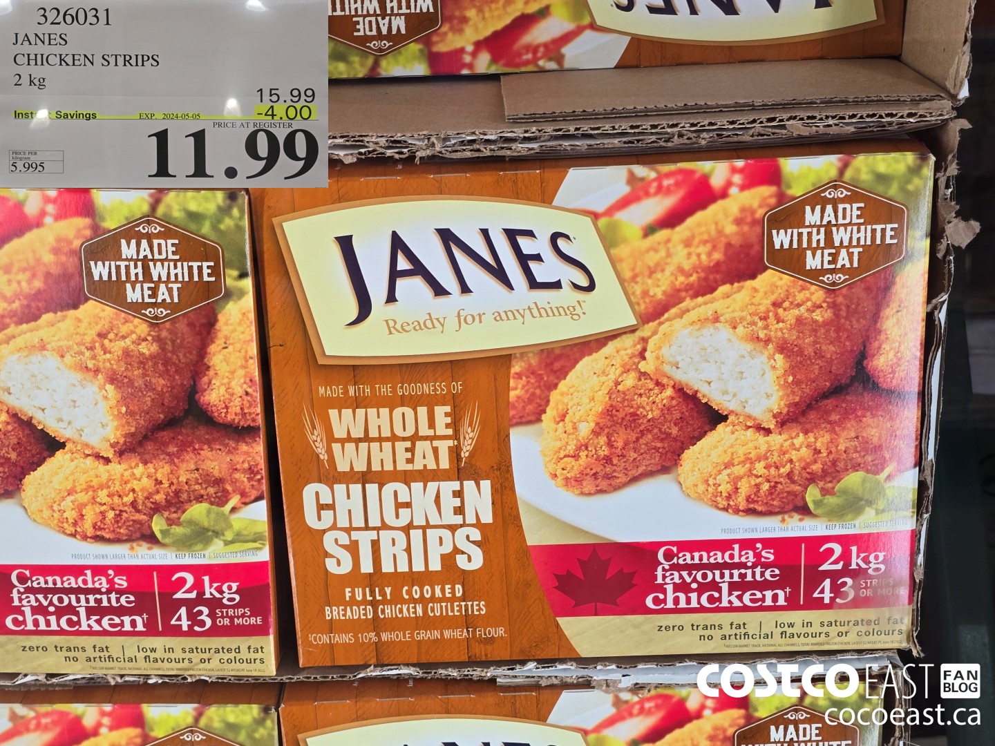 326031 JANES CHICKEN STRIPS 2 kg ($4.00 INSTANT SAVINGS EXPIRES ON 2024-03-17) $11.99