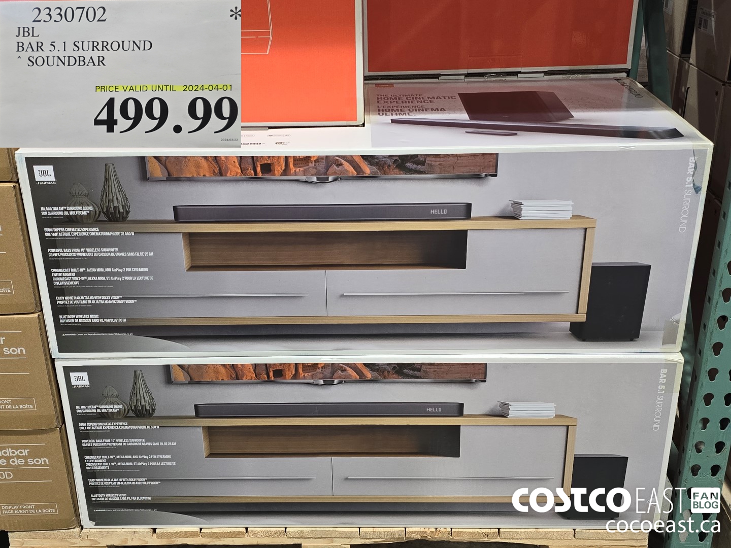2330702 JBL BAR 5.1 SURROUND SOUNDBAR $499.99