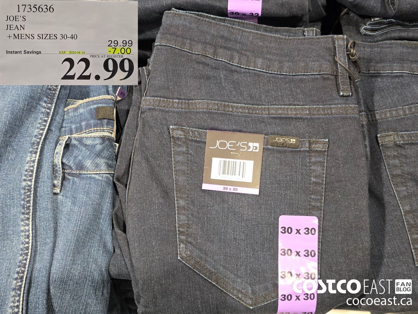 1735636 JOE'S JEAN +MENS SIZES 30-40 ($7.00 INSTANT SAVINGS EXPIRES ON 2024-04-14) $22.99