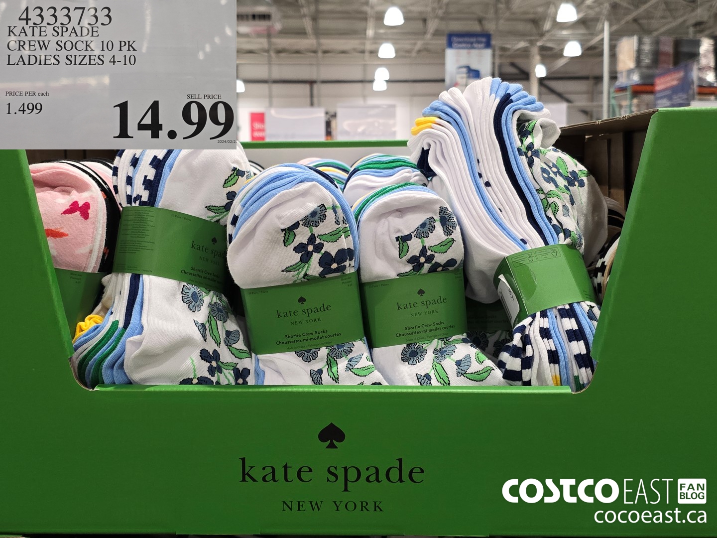 4333733 KATE SPADE CREW SOCK 10 PK LADIES SIZES 4-10 $14.99