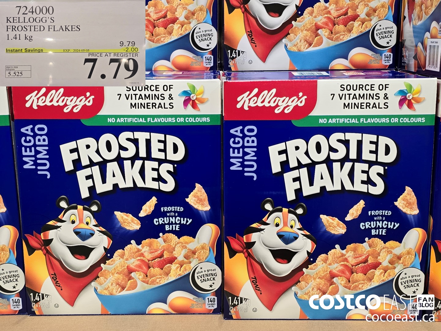 724000 KELLOGG'S FROSTED FLAKES 1.41 kg ($2.00 INSTANT SAVINGS EXPIRES ON 2024-05-05) $7.79