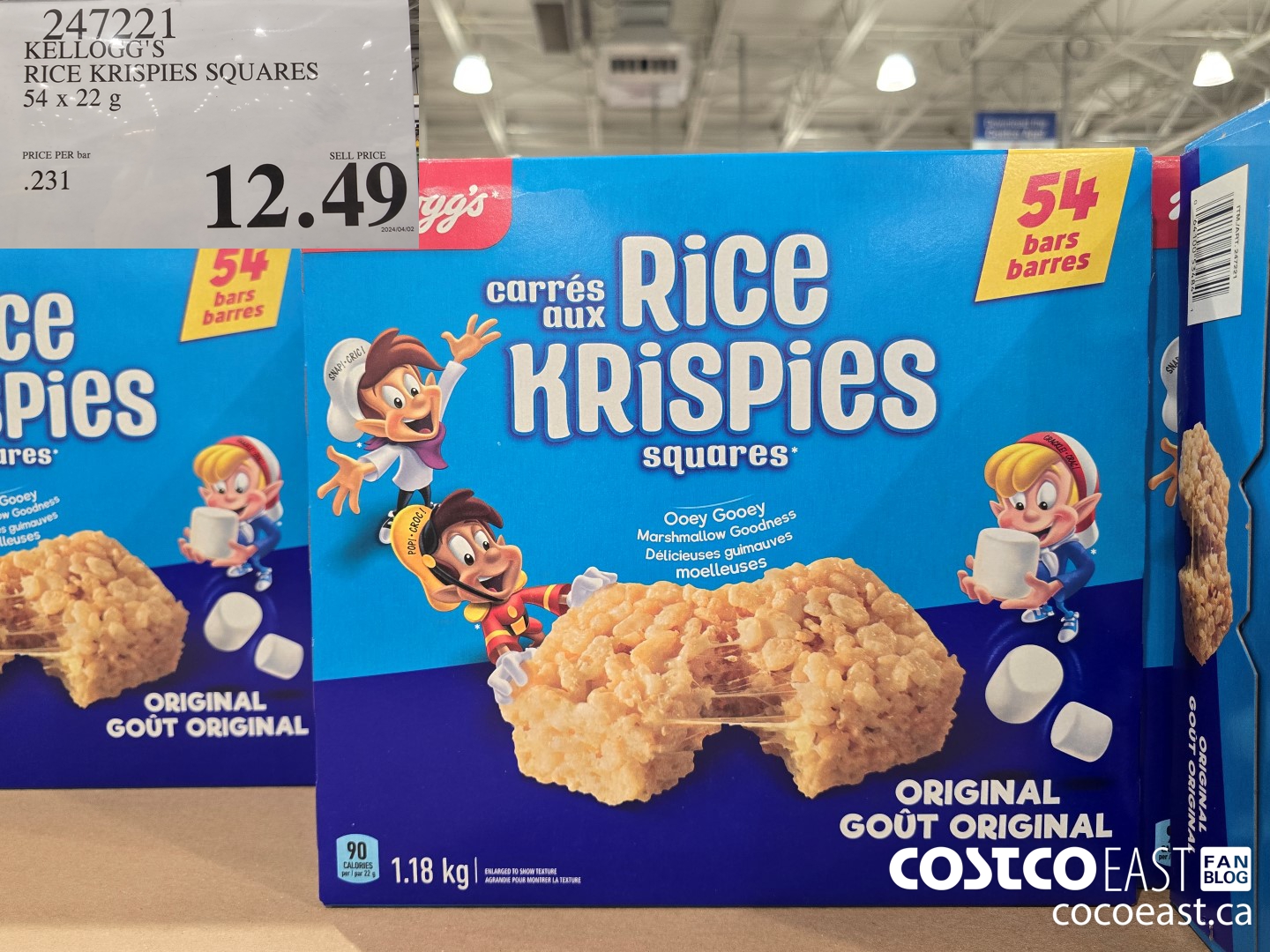 247221 KELLOGG'S RICE KRISPIES SQUARES 54 X 22 G $12.49