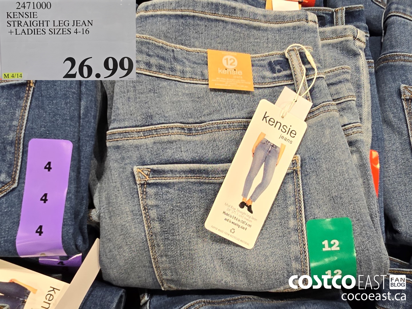 2471000 KENSIE STRAIGHT LEG JEAN LADIES SIZES 4-16 $26.99