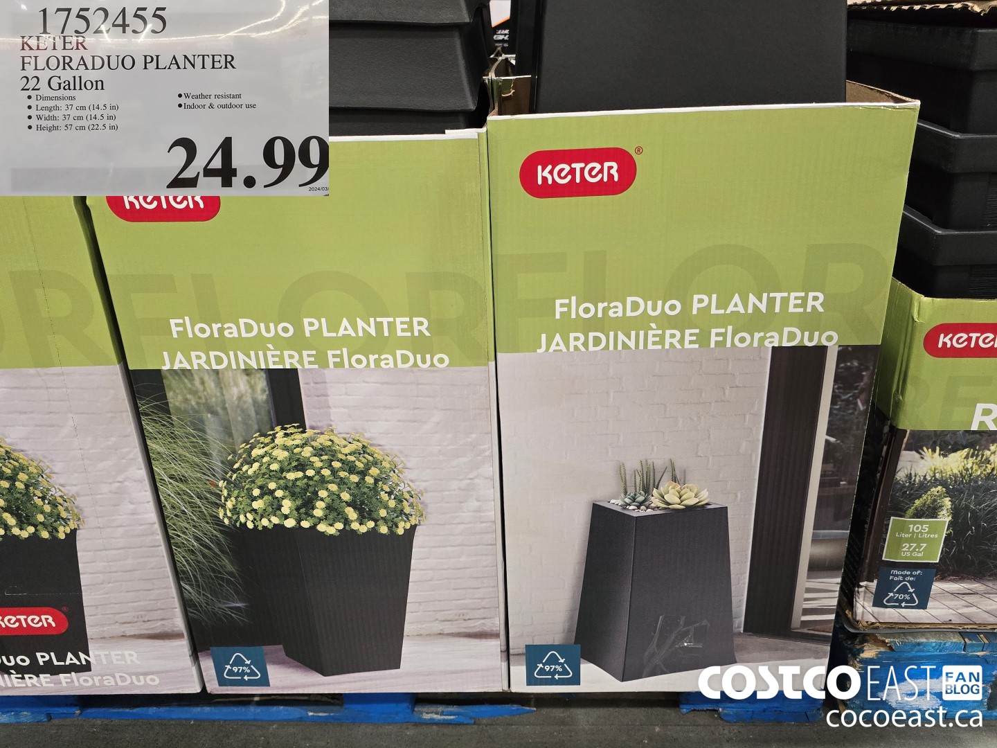 1752455 KETER FLORADUO PLANTER 22 Gallon $24.99