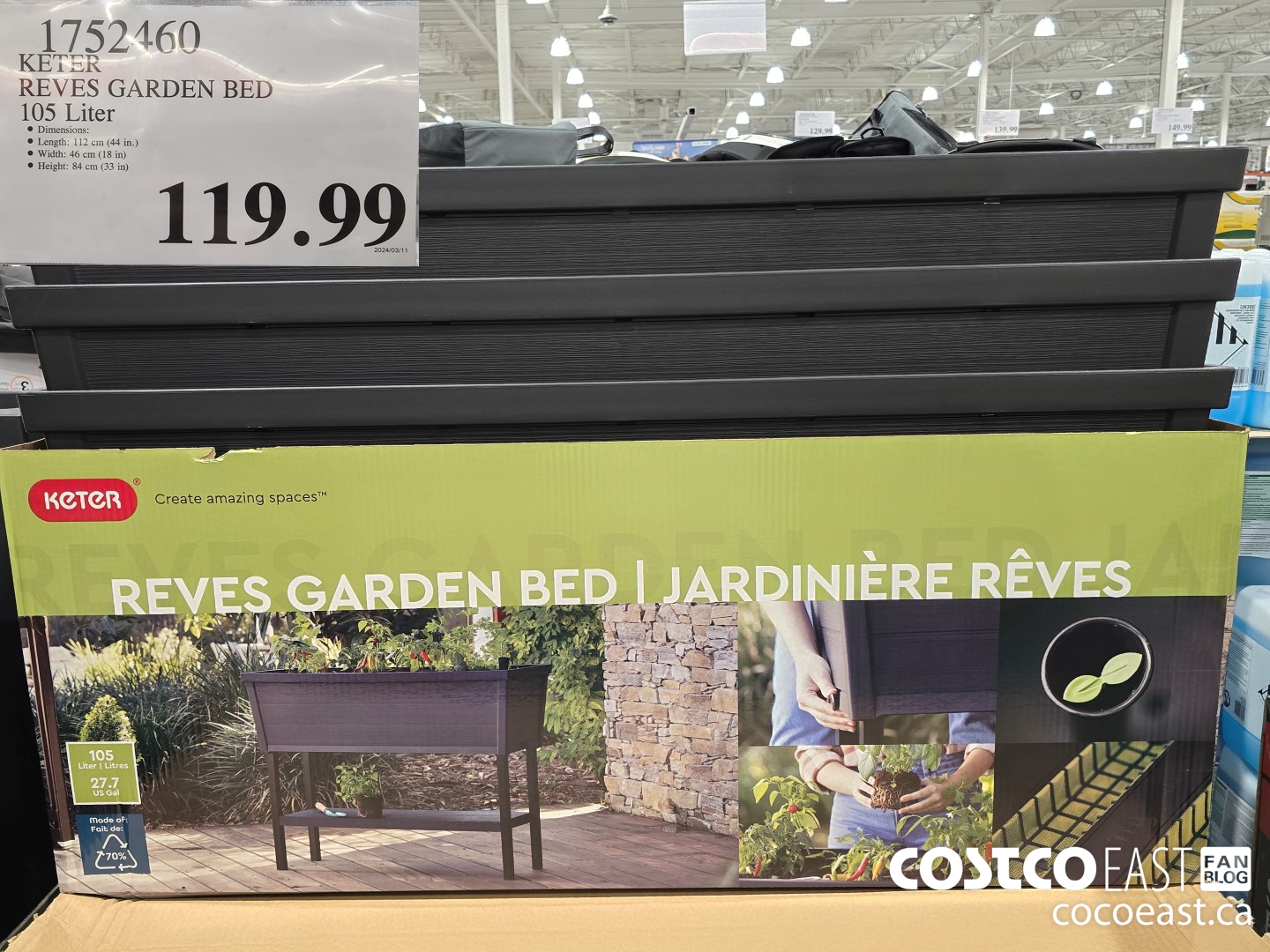 1752460 KETER REVES GARDEN BED 105 Liter $119.99