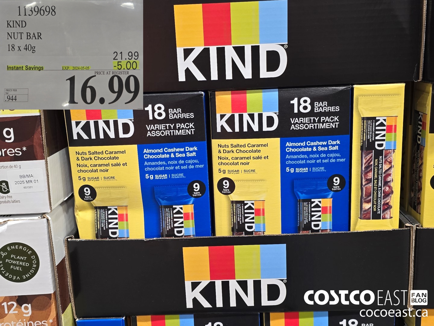 1139698 KIND NUT BAR 18 x 40G ($5.00 INSTANT SAVINGS EXPIRES ON 2024-05-05) $16.99