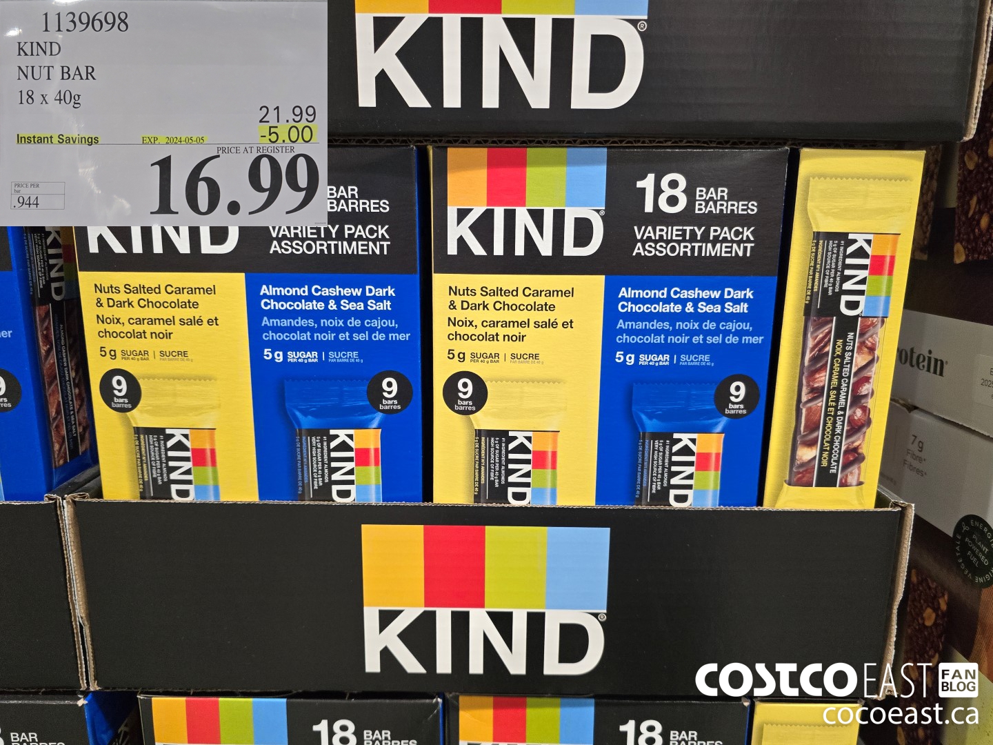 1139698 KIND NUT BAR 18 x 40G ($5.00 INSTANT SAVINGS EXPIRES ON 2024-05-05) $16.99