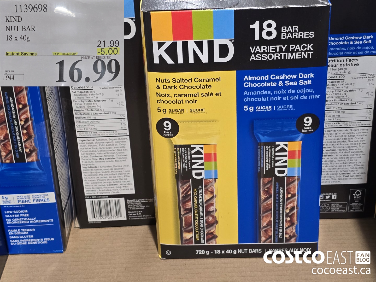 1139698 KIND NUT BAR 18 x 40G ($5.00 INSTANT SAVINGS EXPIRES ON 2024-05-05) $16.99