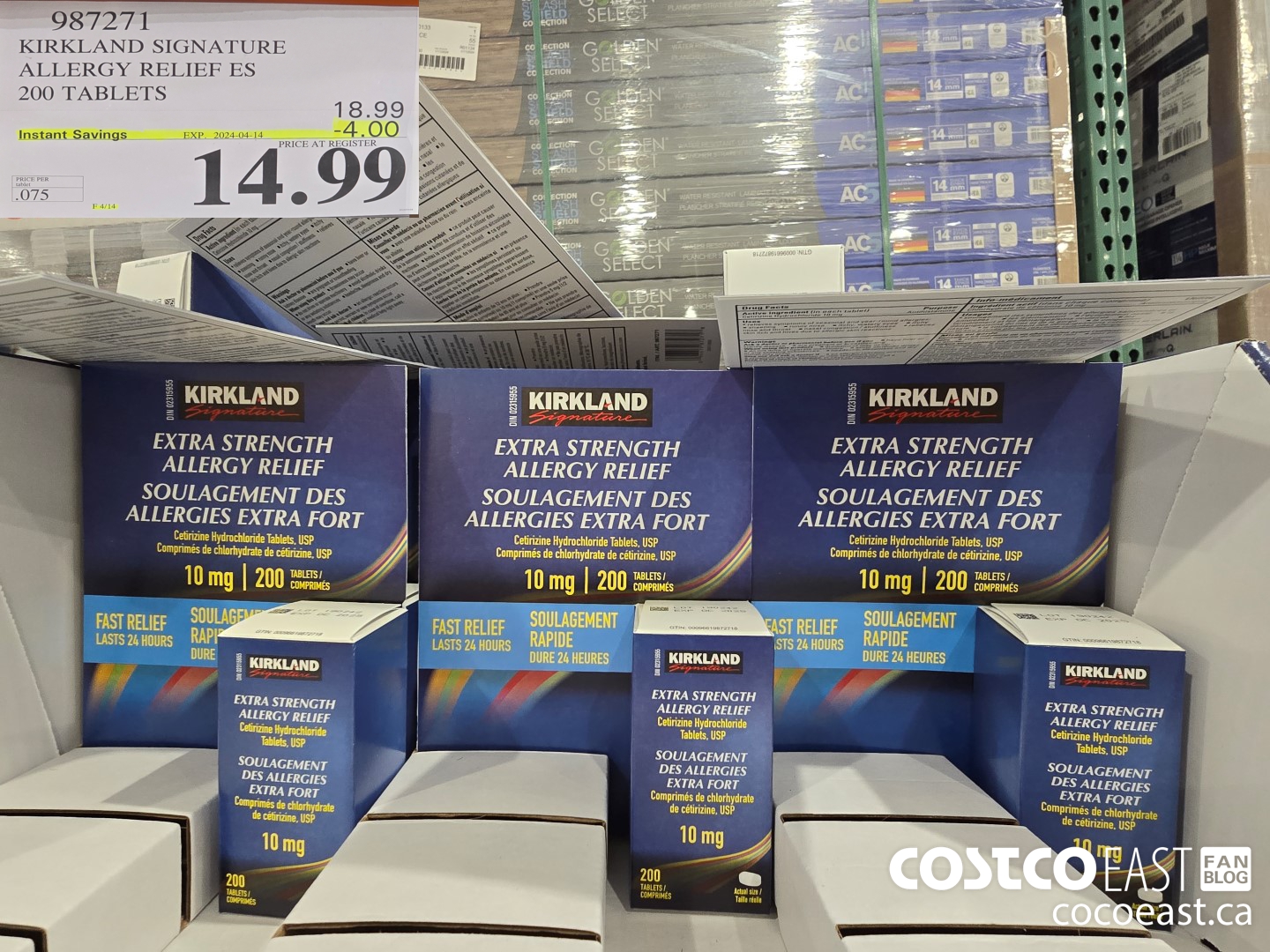 987271 KIRKLAND SIGNATURE ALLERGY RELIEF ES 200 TABLETS ($4.00 INSTANT SAVINGS EXPIRES ON 2024-04-14) $14.99