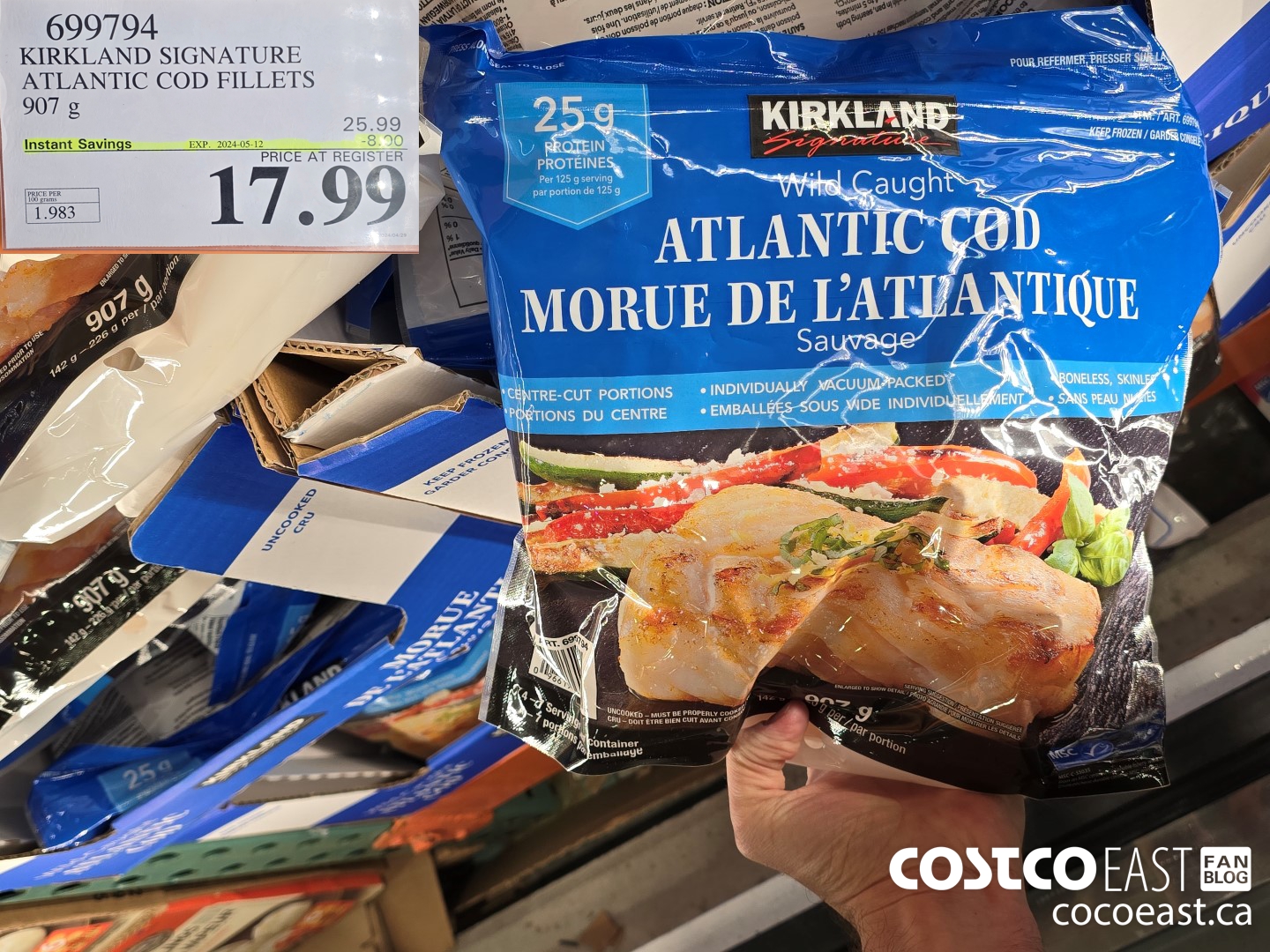 699794 KIRKLAND SIGNATURE ATLANTIC COD FILLETS 907 g ($8.00 INSTANT SAVINGS EXPIRES ON 2024-05-12) $17.99