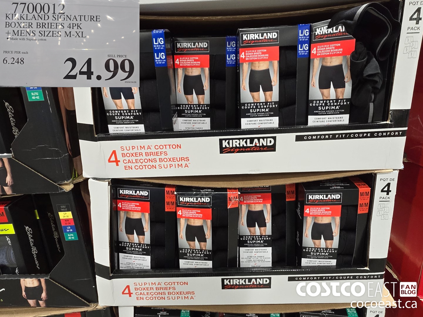 7700012 KIRKLAND SIGNATURE BOXER BRIEFS 4PK +MENS SIZES M-XL $24.99