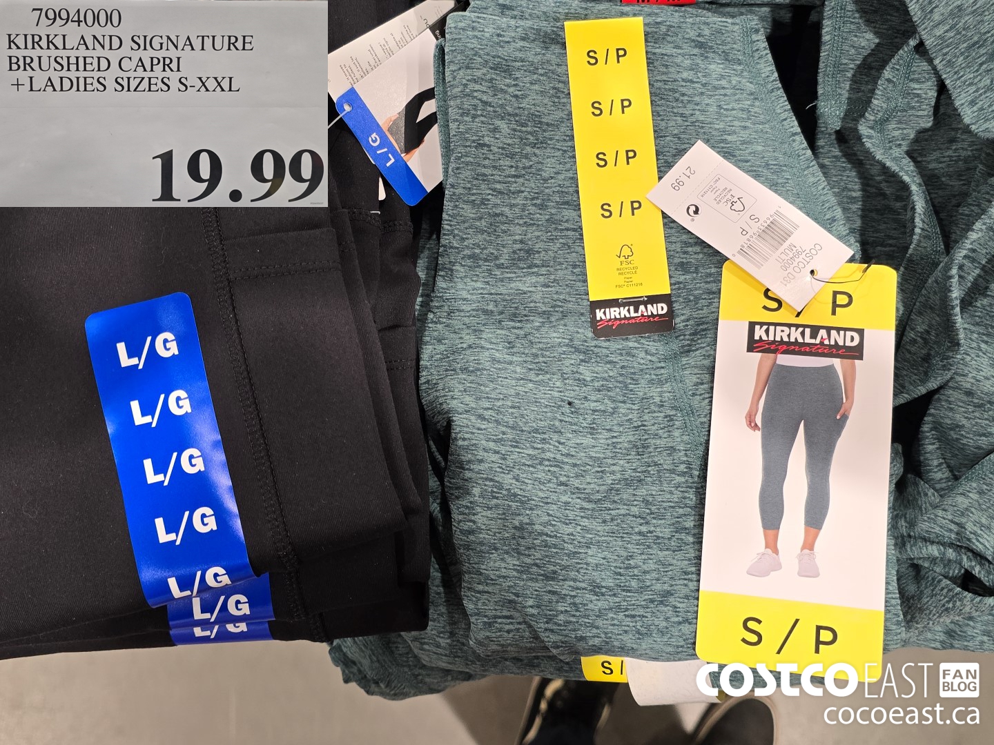 7994000 KIRKLAND SIGNATURE BRUSHED CAPRI + LADIES SIZES S-XXL $19.99