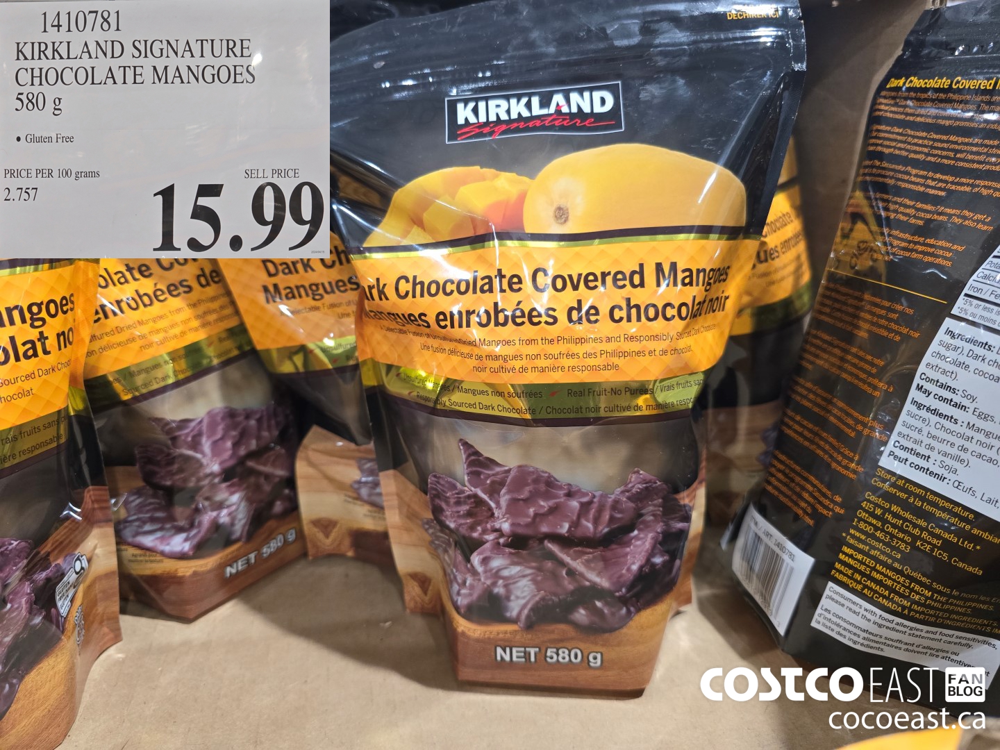 1410781 KIRKLAND SIGNATURE CHOCOLATE MANGOES 580 G $15.99