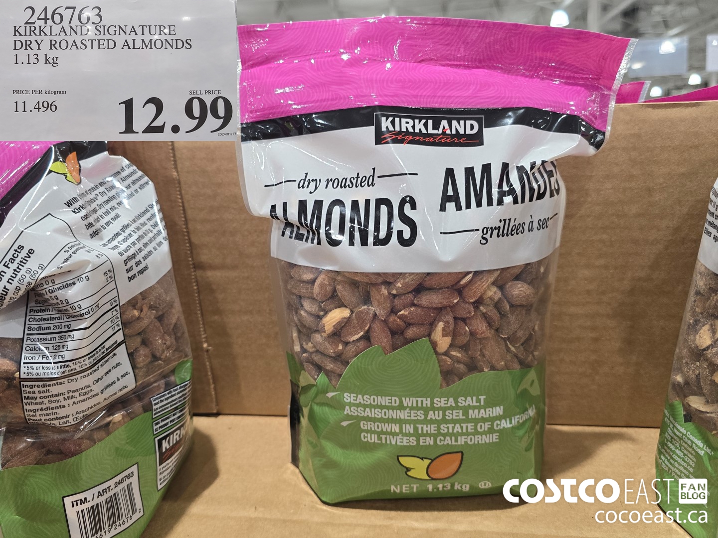 246763 KIRKLAND SIGNATURE DRY ROASTED ALMONDS 1.13 KG $12.99