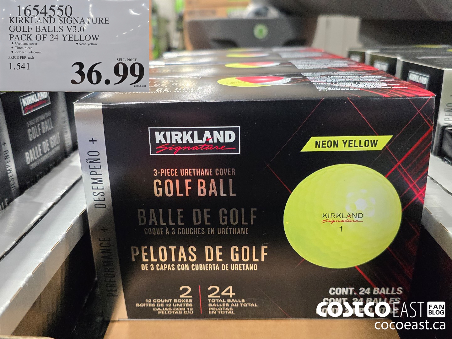 1654550 KIRKLAND SIGNATURE GOLF BALLS V3.0 PACK OF 24 YELLOW $36.99
