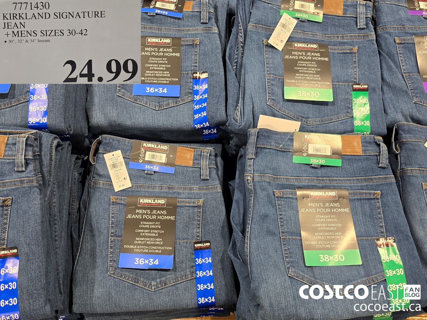 7771430 KIRKLAND SIGNATURE JEAN +MENS SIZES 30-42 $24.99