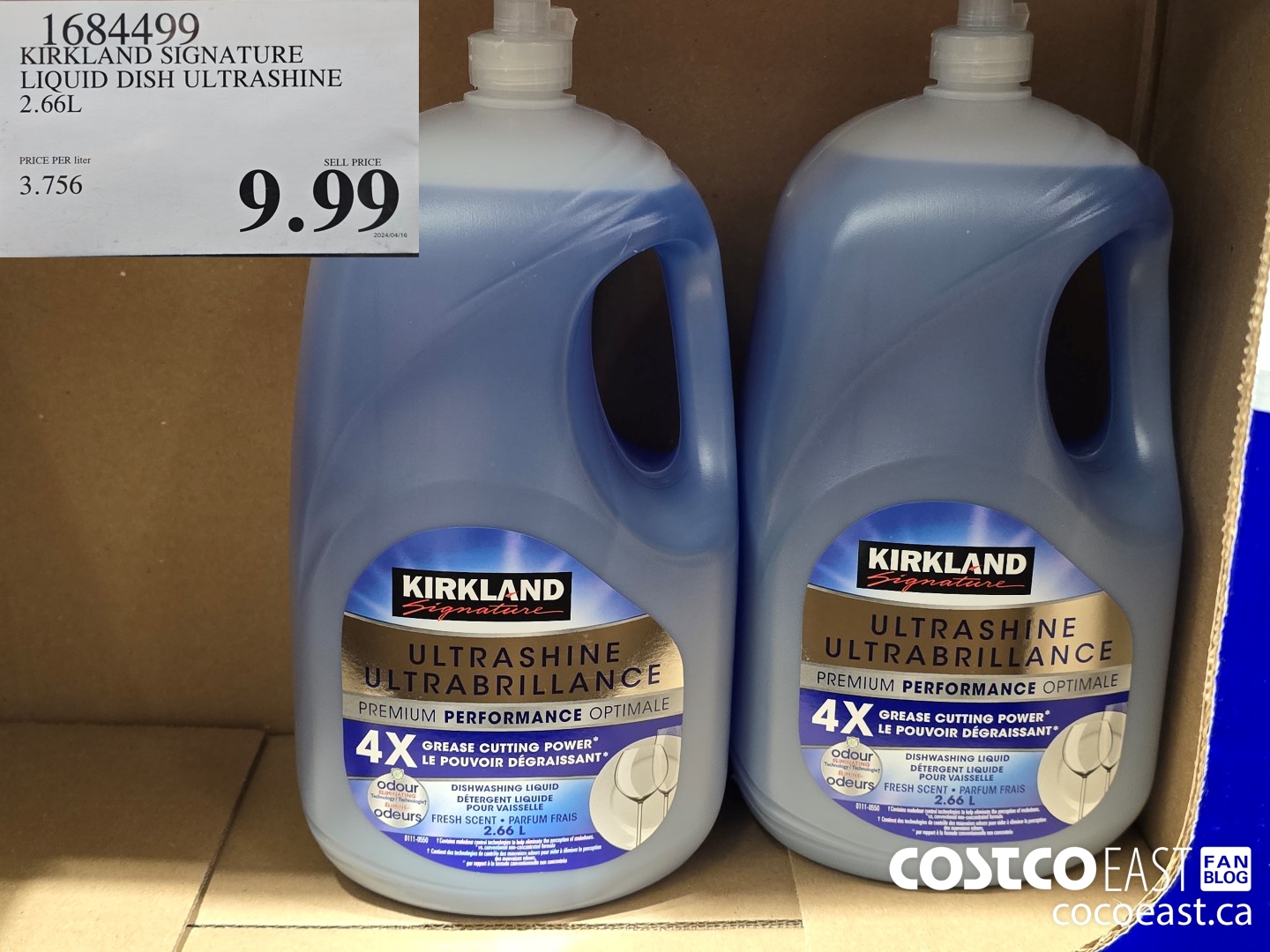 1684499 KIRKLAND SIGNATURE LIQUID DISH ULTRASHINE 2.66L $9.99