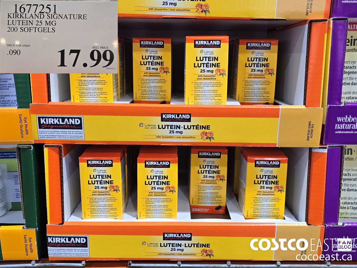 1677251 KIRKLAND SIGNATURE LUTEIN 25 MG 200 SOFTGELS $17.99