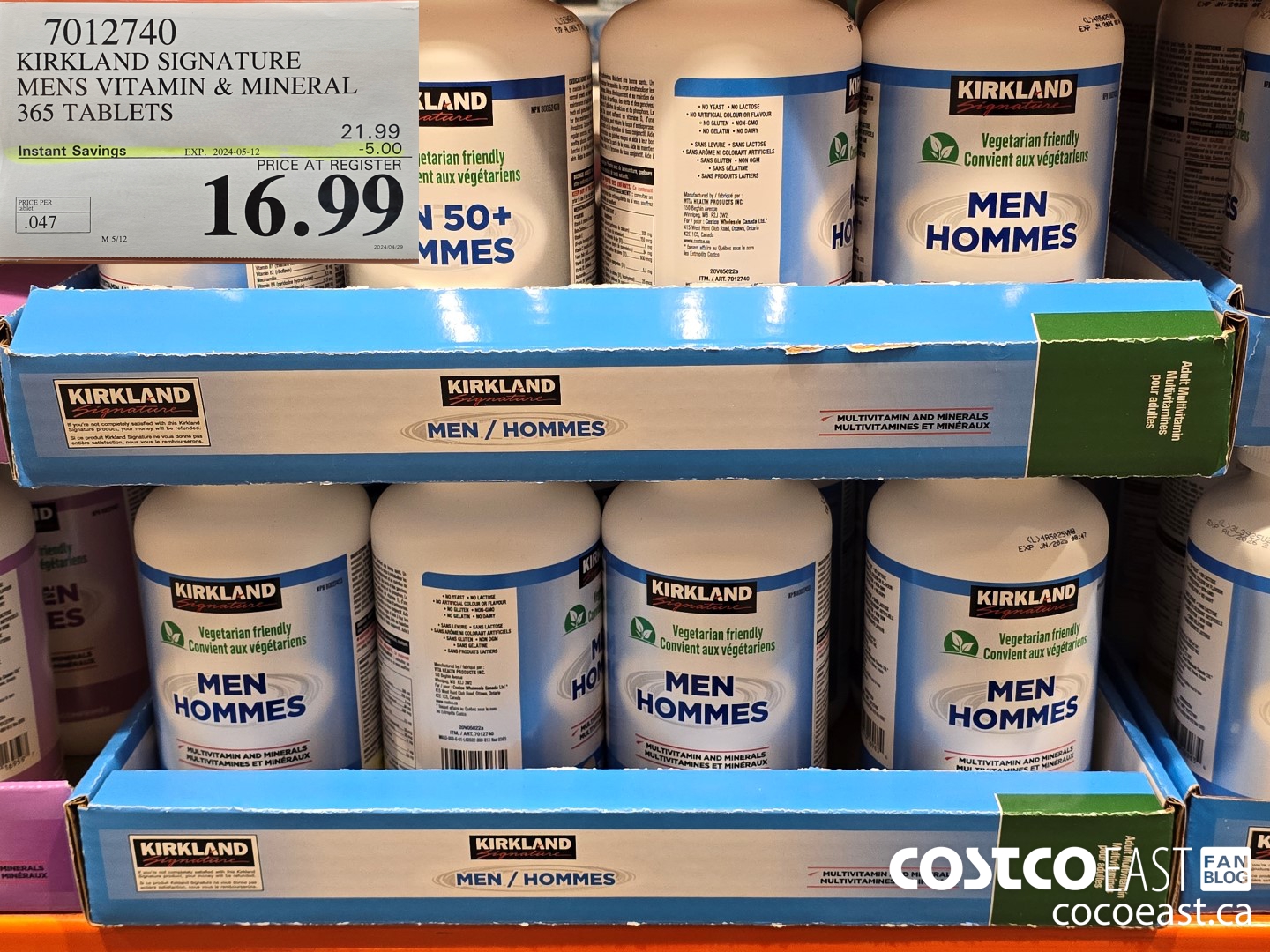 7012740 KIRKLAND SIGNATURE MENS VITAMIN & MINERAL 365 TABLETS ($5.00 INSTANT SAVINGS EXPIRES ON 2024-05-12) $16.99