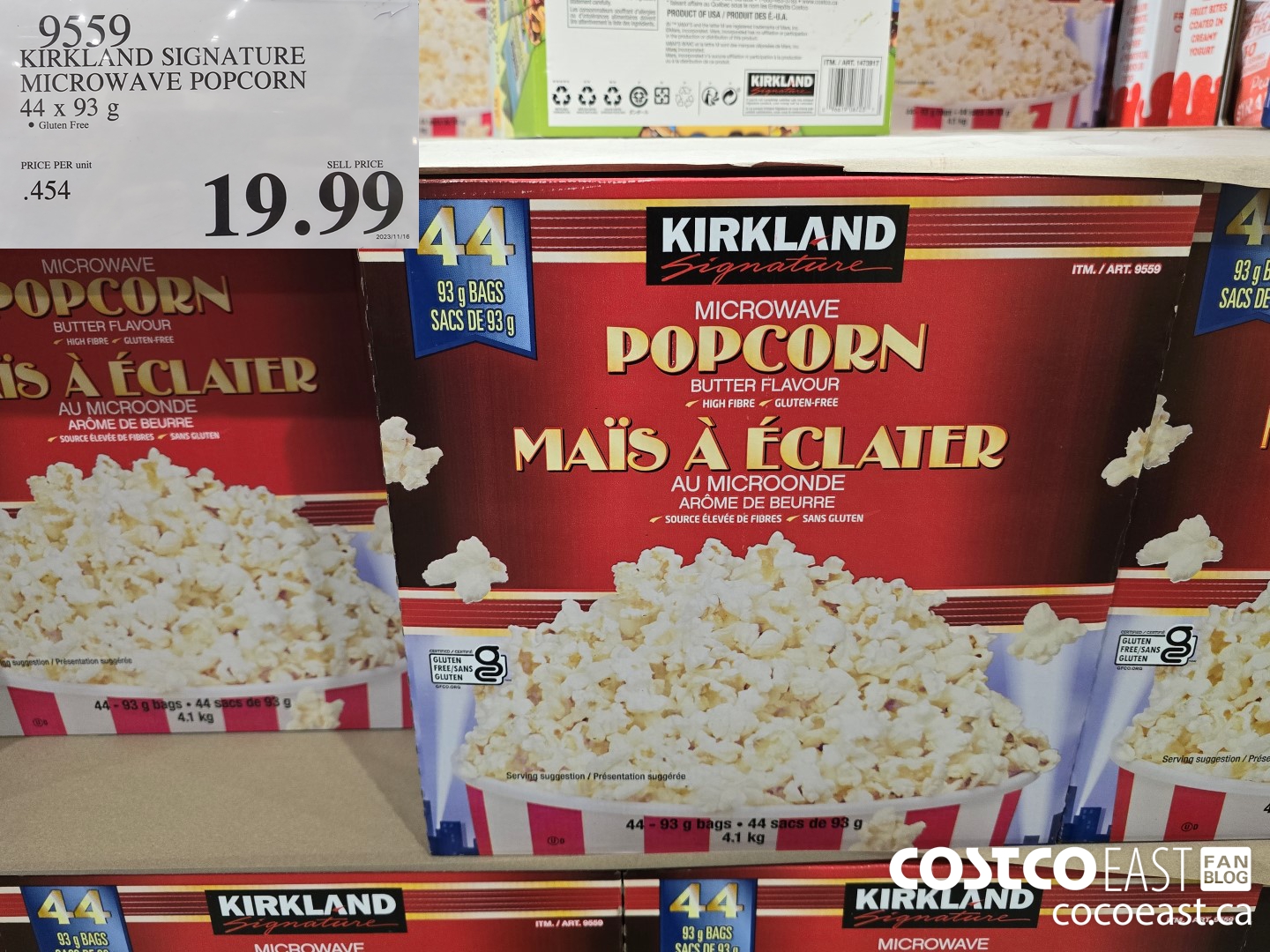 9559 KIRKLAND SIGNATURE MICROWAVE POPCORN 44 x 93 G $19.99