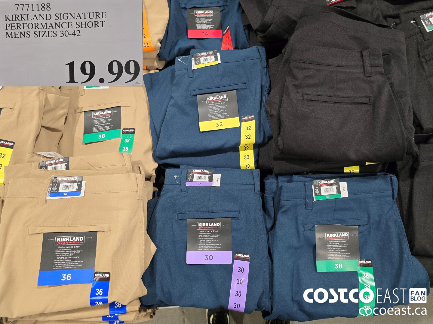 7771188 KIRKLAND SIGNATURE PERFORMANCE SHORT MENS SIZES 30-42 $19.99