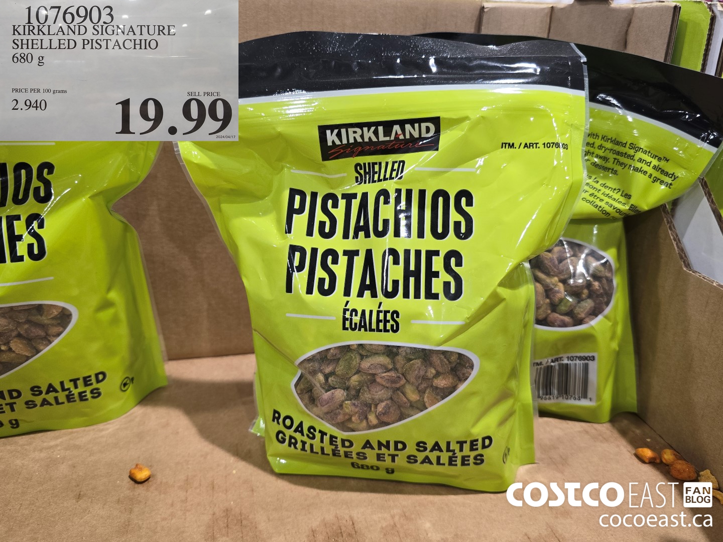 1076903 KIRKLAND SIGNATURE SHELLED PISTACHIO 680 G $19.99