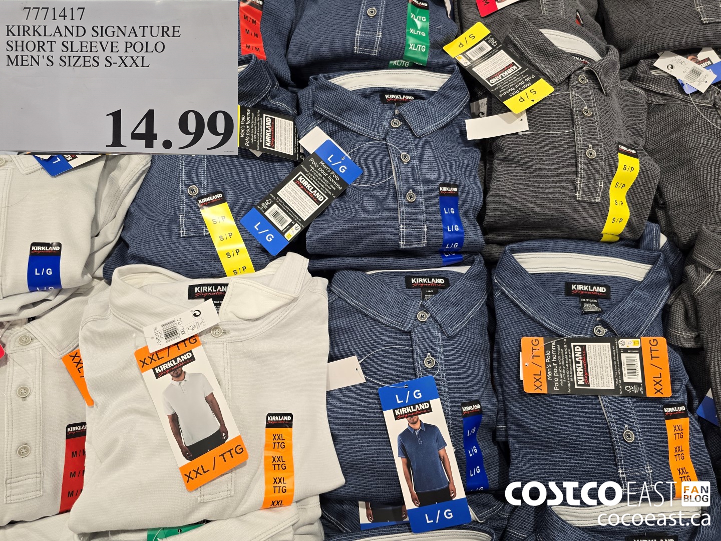 7771417 KIRKLAND SIGNATURE SHORT SLEEVE POLO MEN'S SIZES S-XXL $14.99