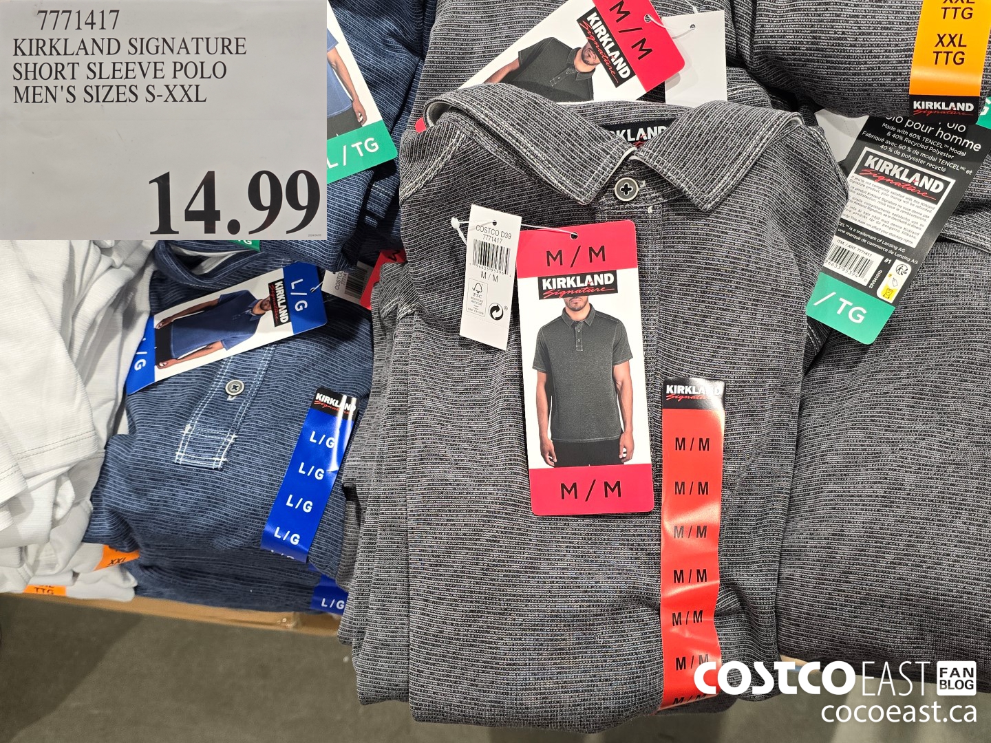 7771417 KIRKLAND SIGNATURE SHORT SLEEVE POLO MEN'S SIZES S-XXL $14.99