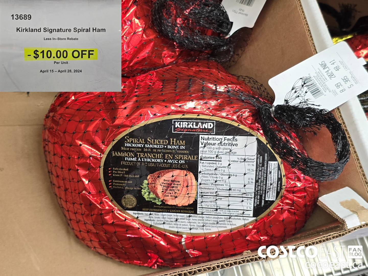 13689 KIRKLAND SIGNATURE SPIRAL SLICED HAM ($10.00 INSTANT SAVINGS)