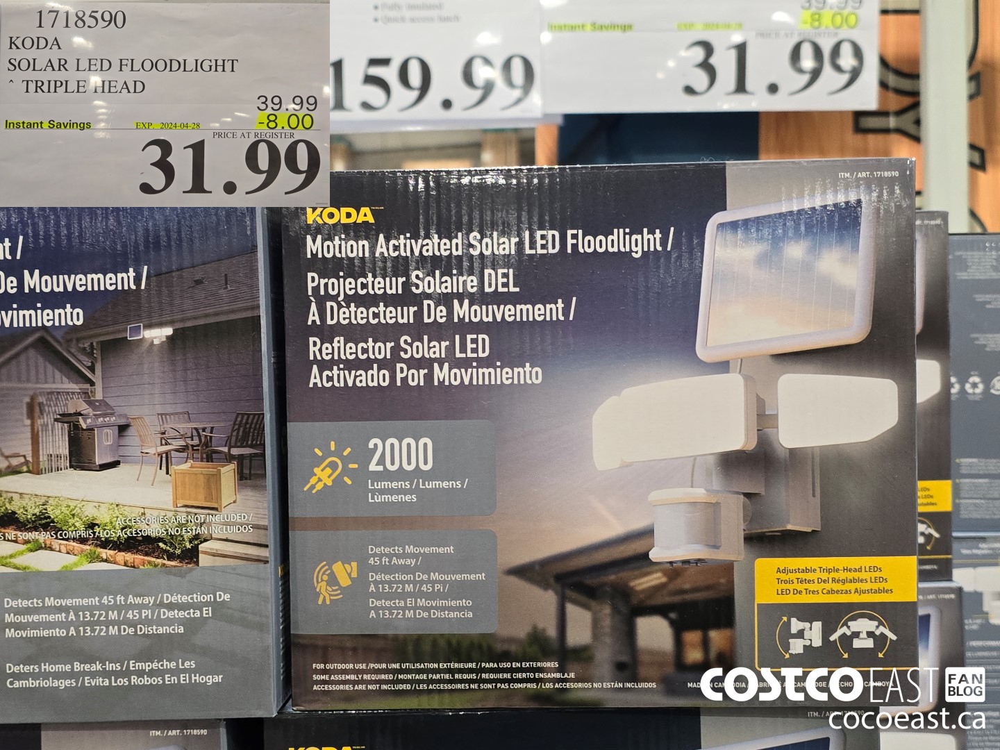 1718590 KODA SOLAR LED FLOODLIGHT TRIPLE HEAD ($8.00 INSTANT SAVINGS EXPIRES ON 2024-04-28) $31.99