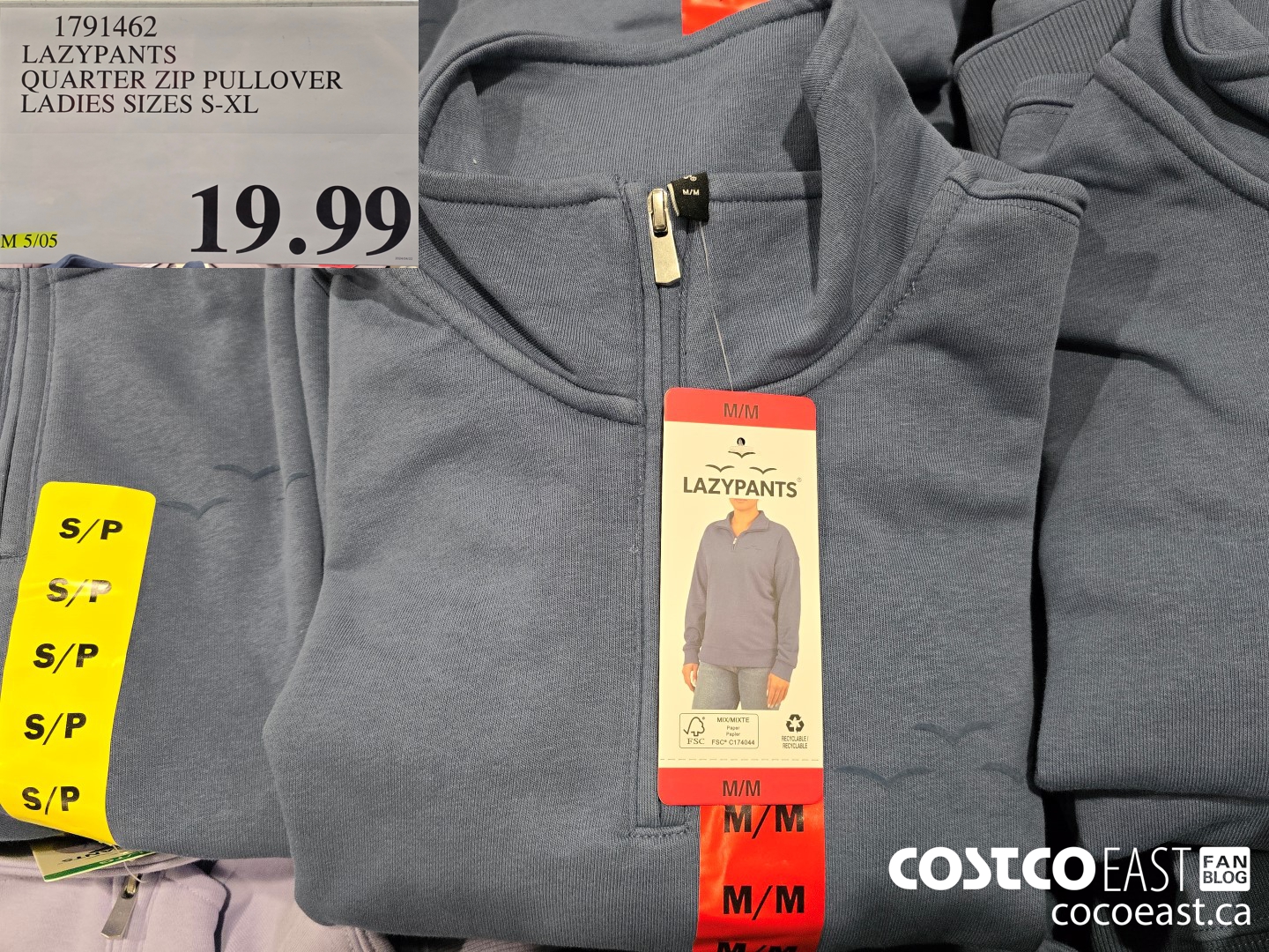 1791462 LAZYPANTS QUARTER ZIP PULLOVER LADIES SIZES S-XL $19.99