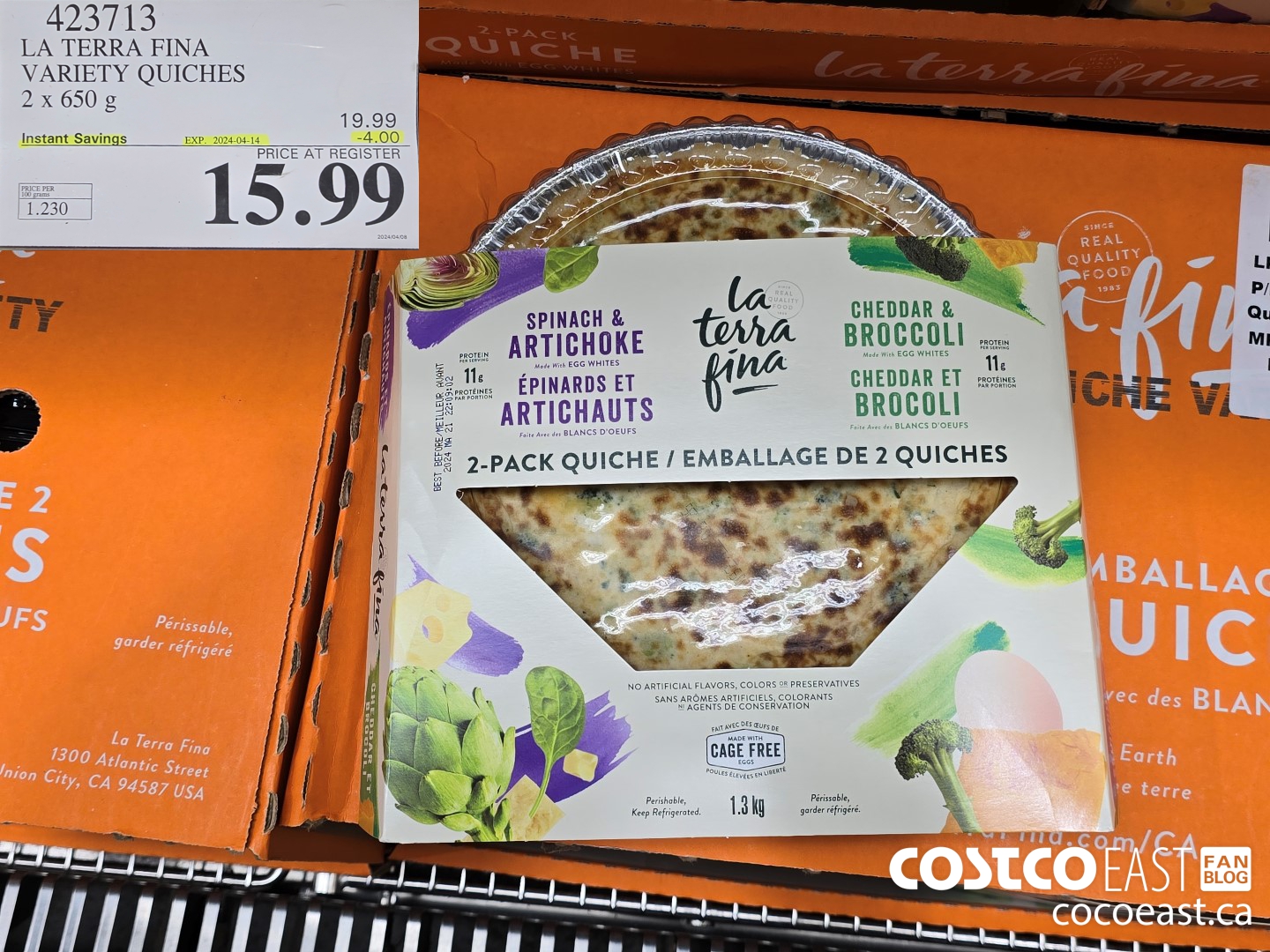423713 LA TERRA FINA VARIETY QUICHES 2 X 650 G ($4.00 INSTANT SAVINGS EXPIRES ON 2024-04-14) $15.99