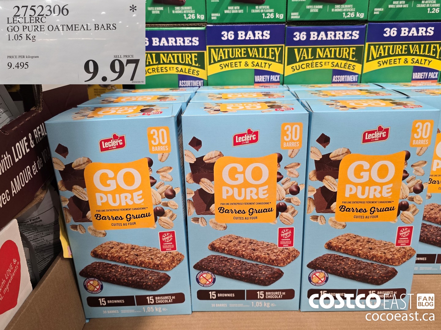 2752306 LECLERC GO PURE OATMEAL BARS 1.05 Kg $9.97