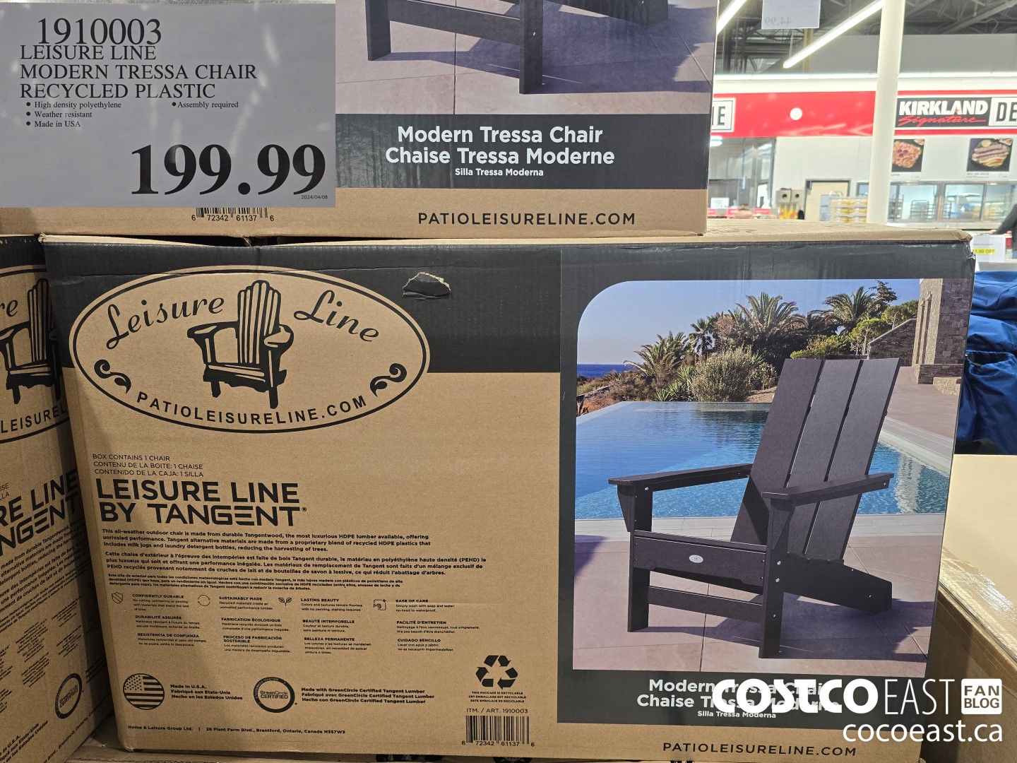 1910003 LEISURE LINE MODERN TRESSA CHAIR RECYCLED PLASTIC $199.99