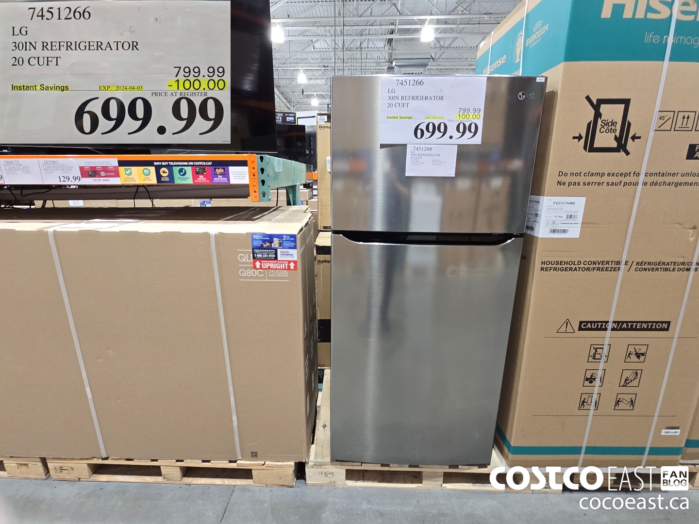 7451266 LG 30 IN. REFRIGERATOR 20 cuft ($100.00 INSTANT SAVINGS EXPIRES ON 2024-04-03) $699.99