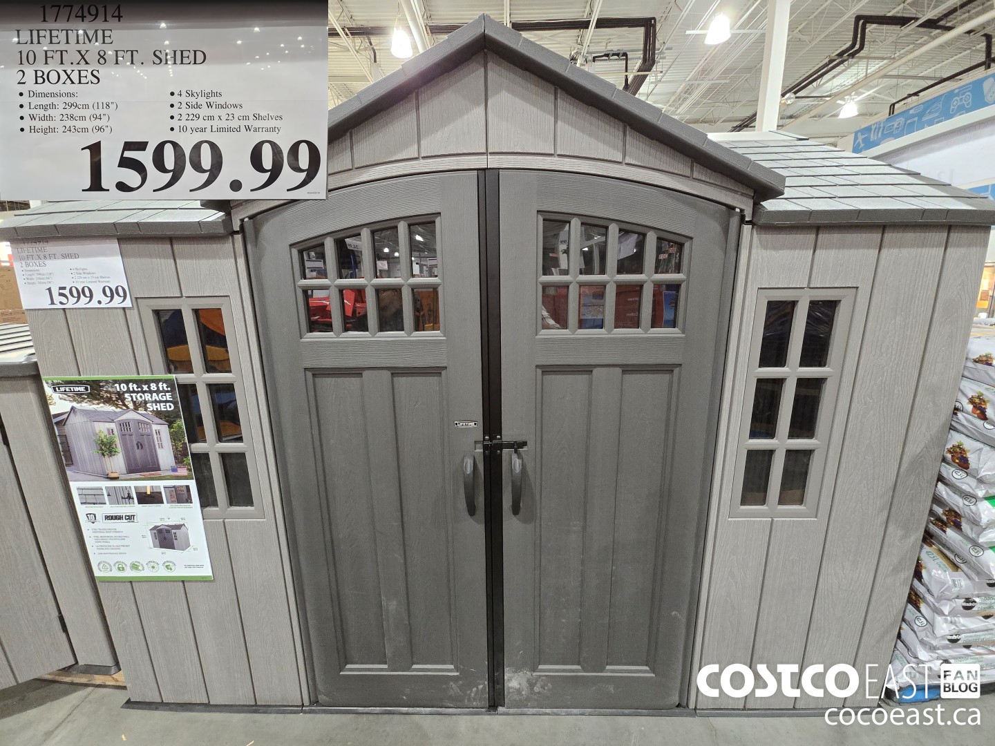 1774914 LIFETIME 10 FT.X 8 FT. SHED 2 BOXES $1599.99