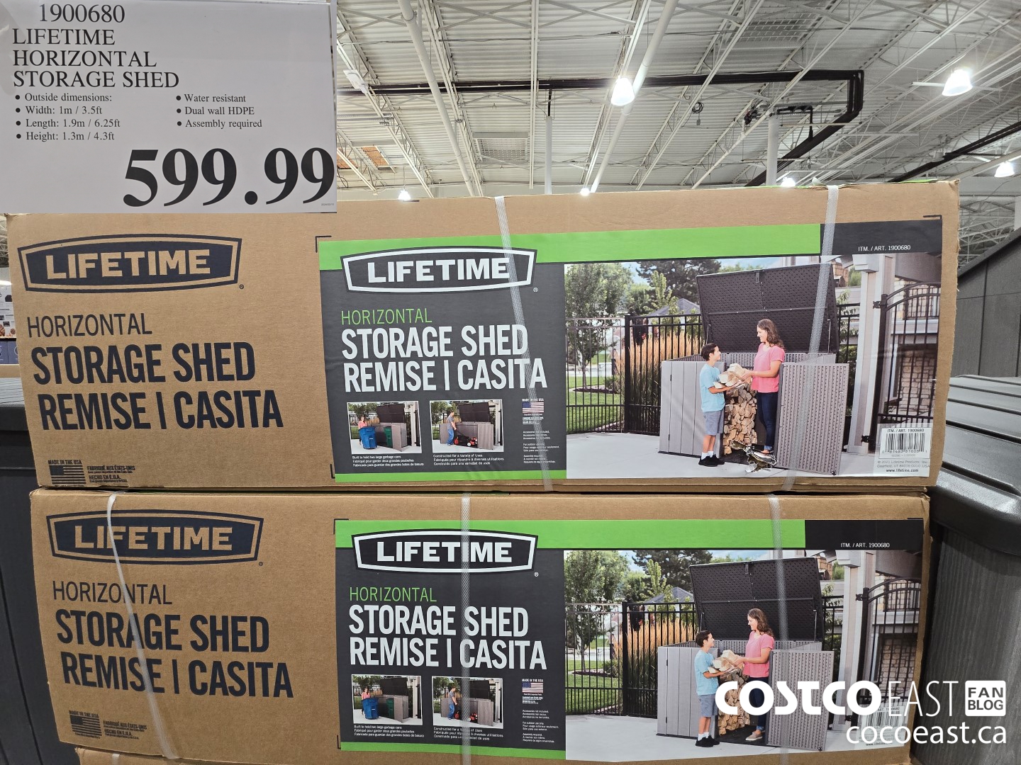 1900680 LIFETIME HORIZONTAL STORAGE SHED $599.99