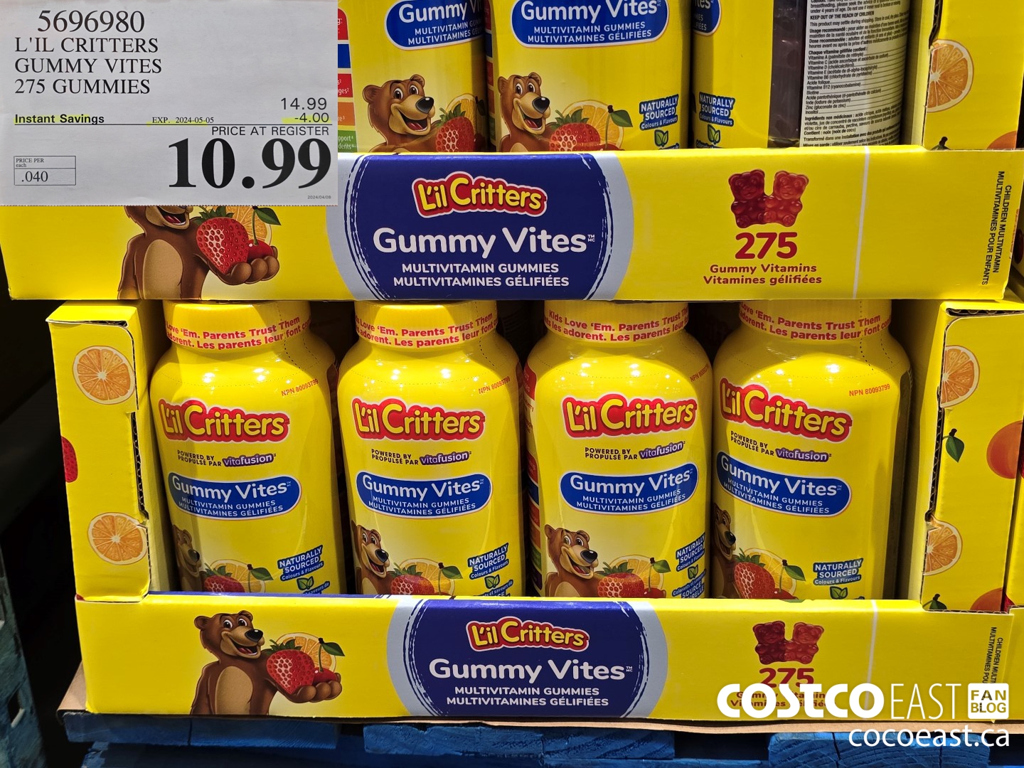 5696980 L'IL CRITTERS GUMMY VITES 275 GUMMIES ($4.00 INSTANT SAVINGS EXPIRES ON 2024-05-05) $10.99