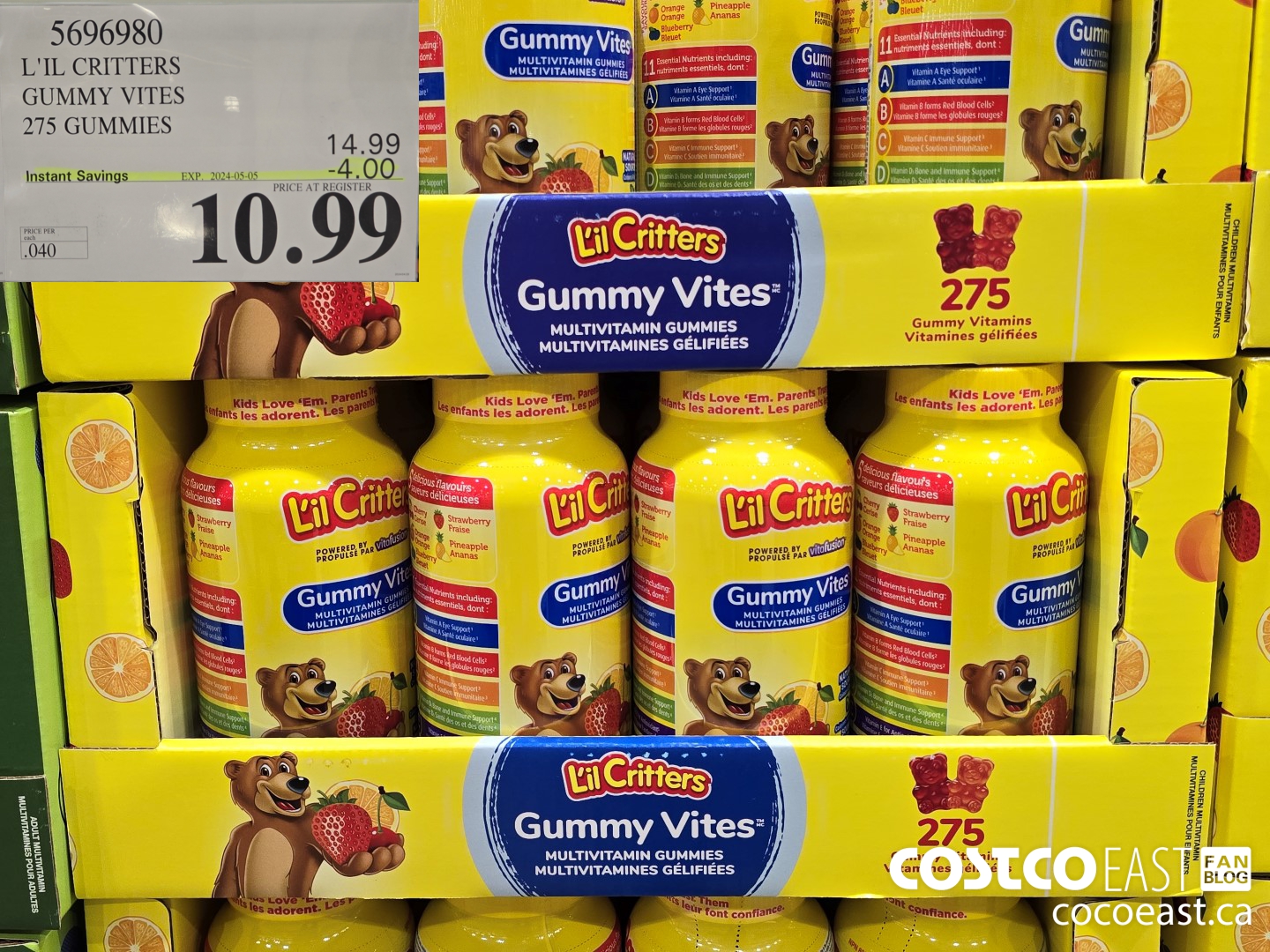 5696980 L'IL CRITTERS GUMMY VITES 275 GUMMIES ($4.00 INSTANT SAVINGS EXPIRES ON 2024-05-05) $10.99