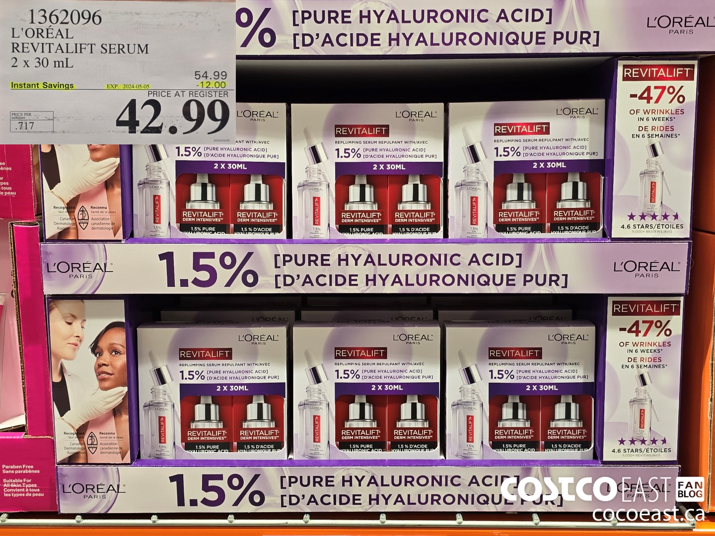 1362096 L'OREAL REVITALIFT SERUM 2 x 30 mL ($12.00 INSTANT SAVINGS EXPIRES ON 2024-05-05) $42.99