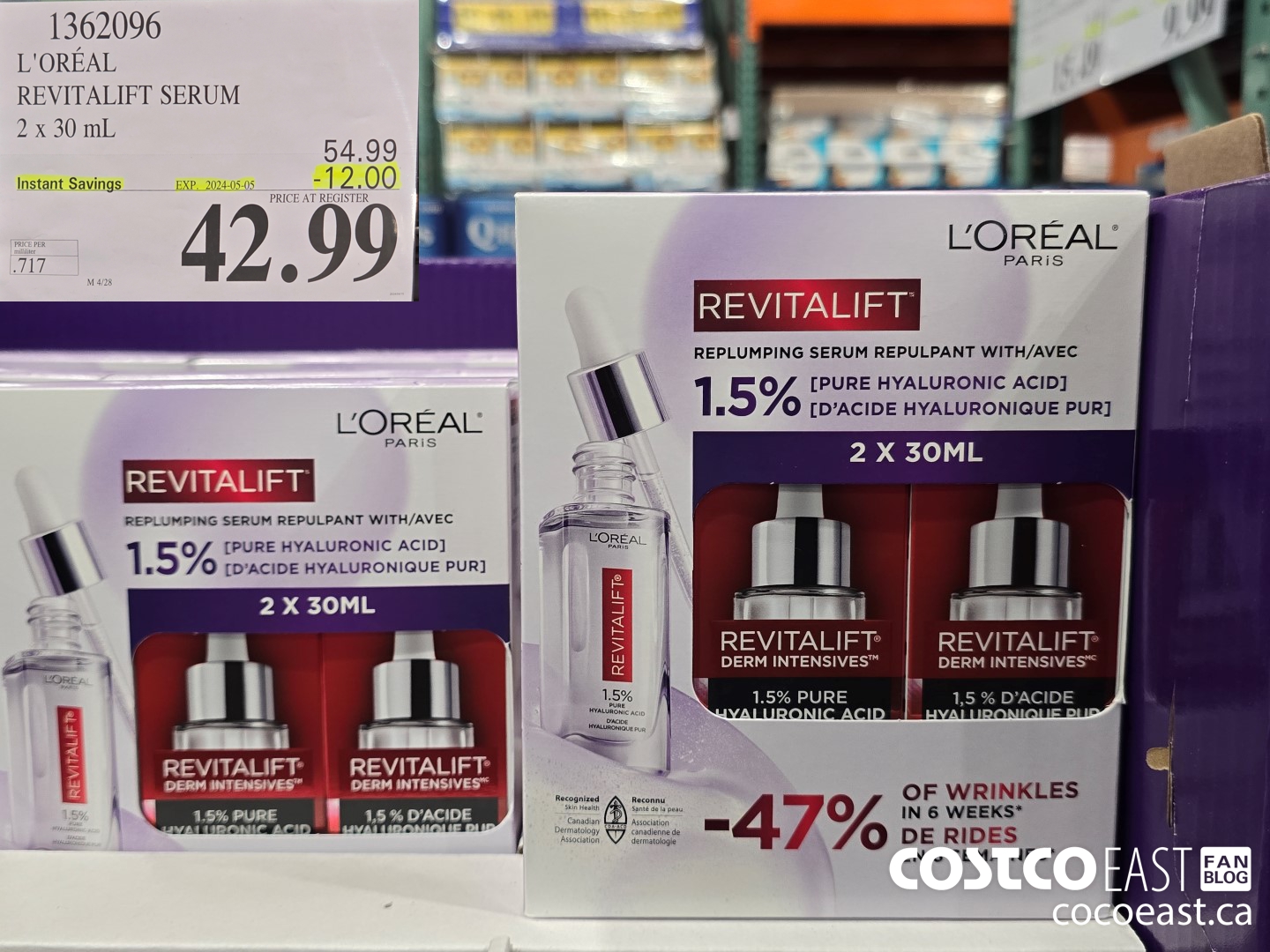 1362096 L'OREAL REVITALIFT SERUM 2 x 30 mL ($12.00 INSTANT SAVINGS EXPIRES ON 2024-05-05) $42.99