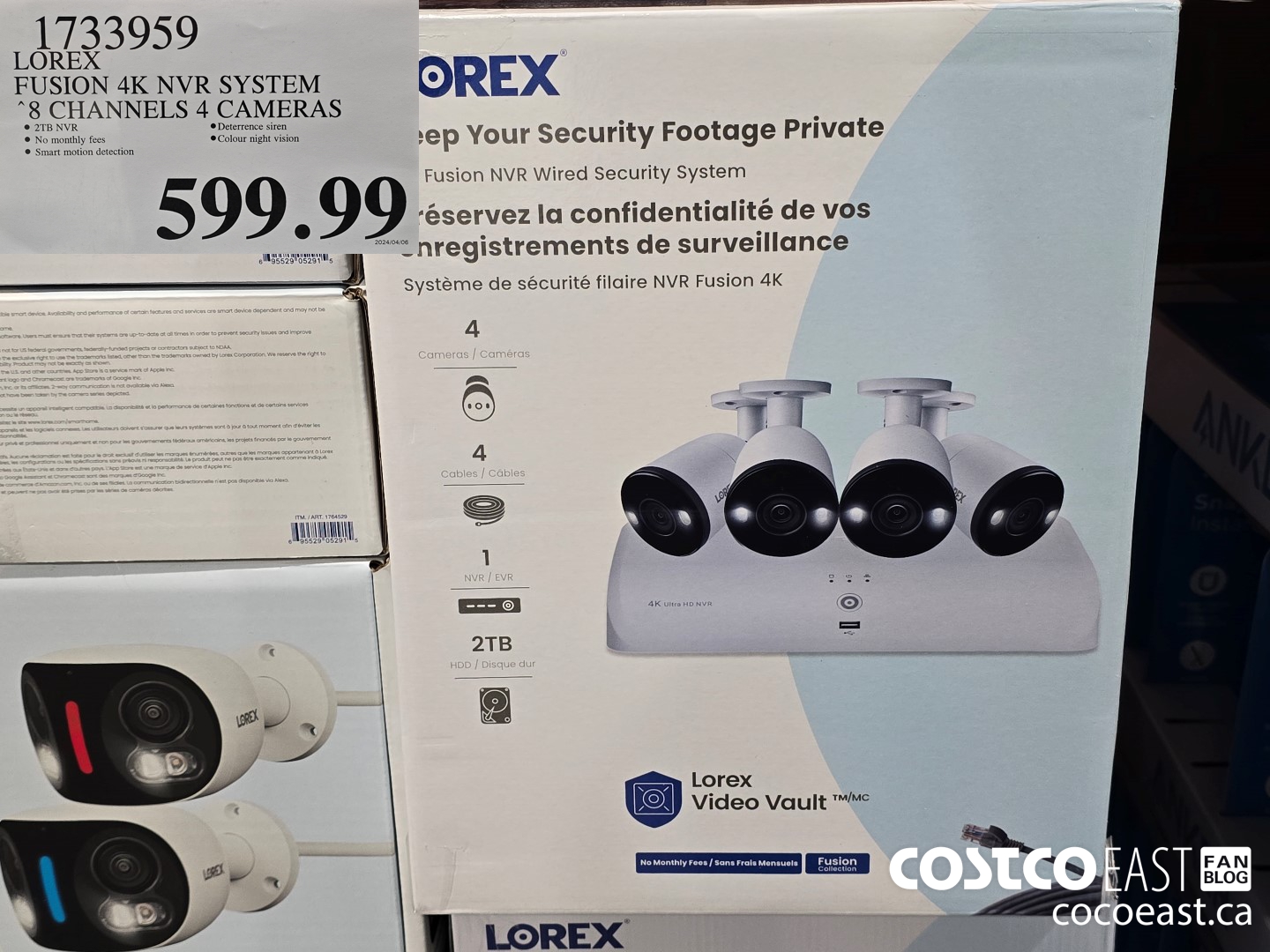 1733959 LOREX FUSION 4K NVR SYSTEM 8 CHANNELS 4 CAMERAS $599.99