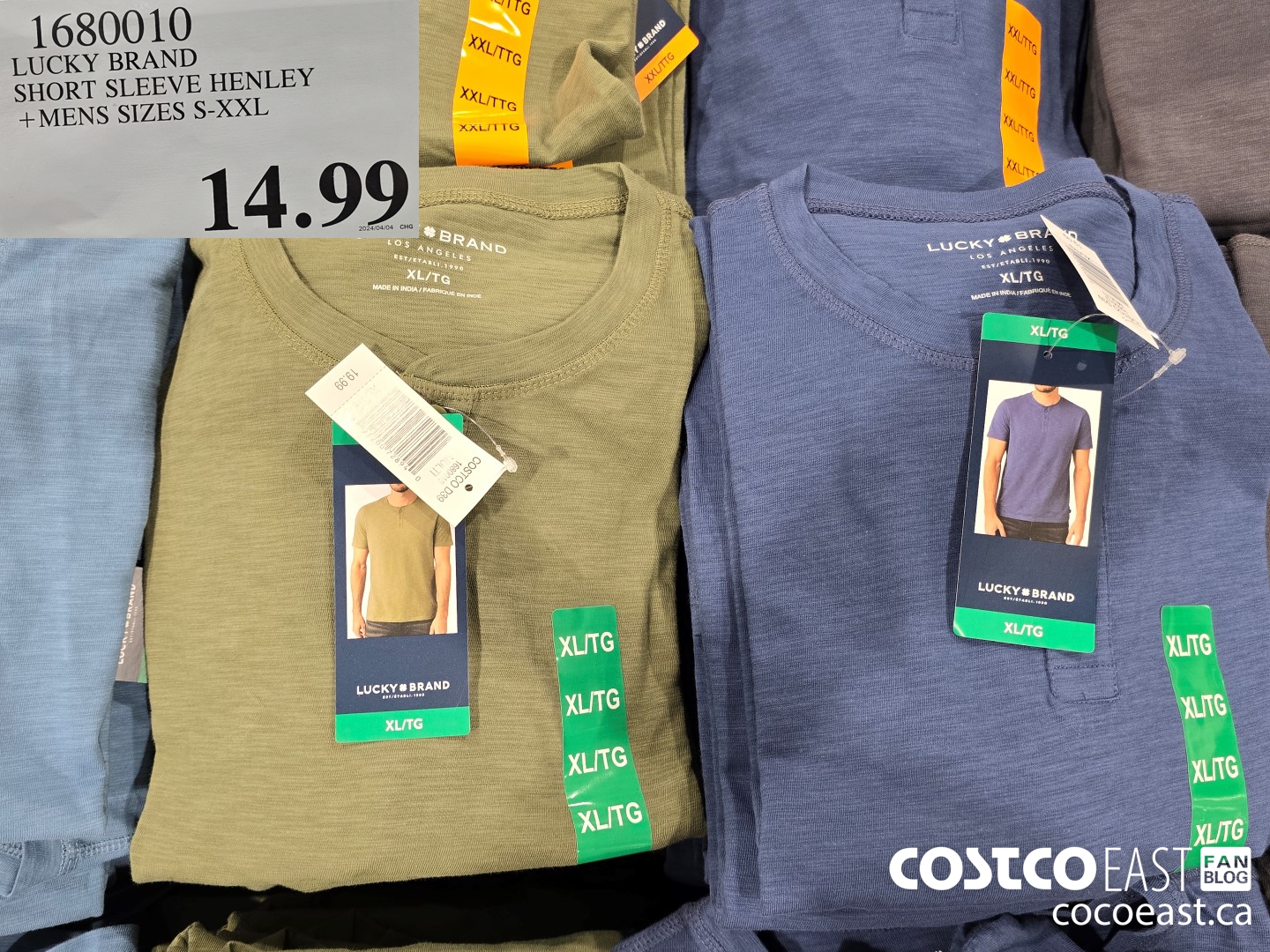 1680010 LUCKY BRAND SHORT SLEEVE HENLEY +MENS SIZES S-XXL $14.99