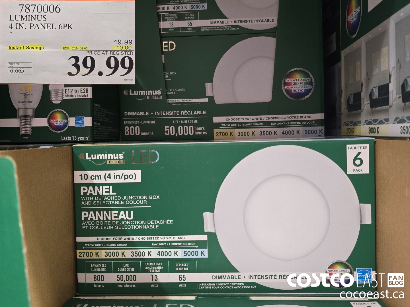 7870006 LUMINUS 4 IN. PANEL 6PK ($10.00 INSTANT SAVINGS EXPIRES ON 2024-04-07) $39.99