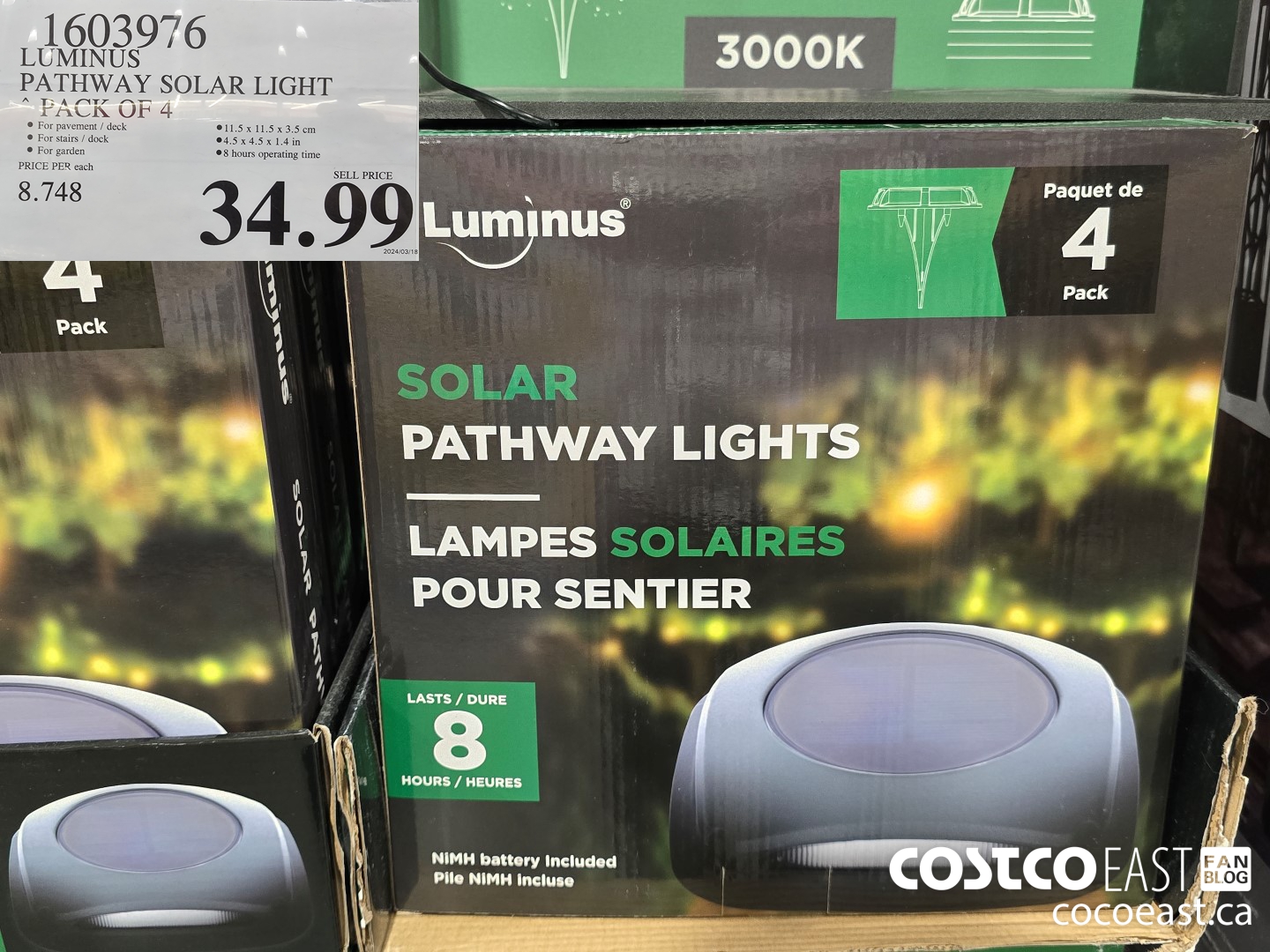 1603976 LUMINUS PATHWAY SOLAR LIGHT PACK OF 4 $34.99