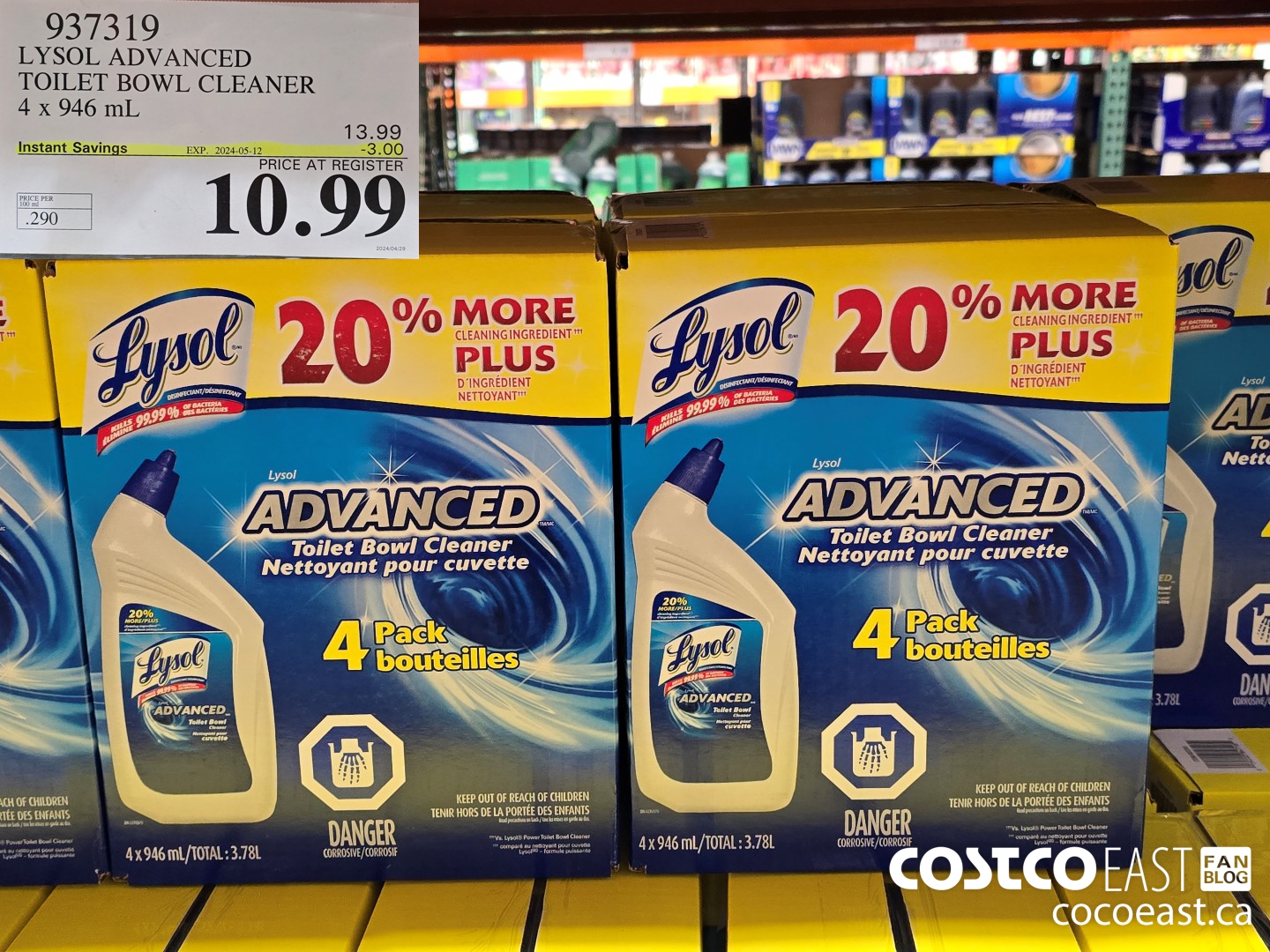 937319 LYSOL ADVANCED TOILET BOWL CLEANER 4 X 946 ML ($3.00 INSTANT SAVINGS EXPIRES ON 2024-05-12) $10.99